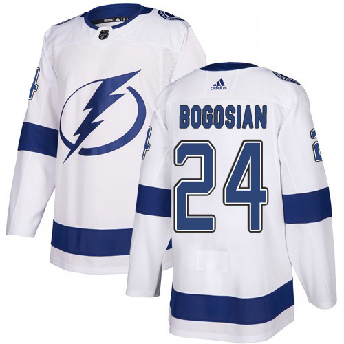 Adidas Tampa Bay Lightning Men #24 Zach Bogosian White Road Authentic Stitched NHL Jersey->tampa bay lightning->NHL Jersey